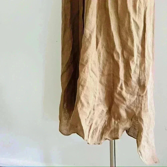 New Zara Linen Shirt Dress Camel New Buttons - Picture 14 of 15